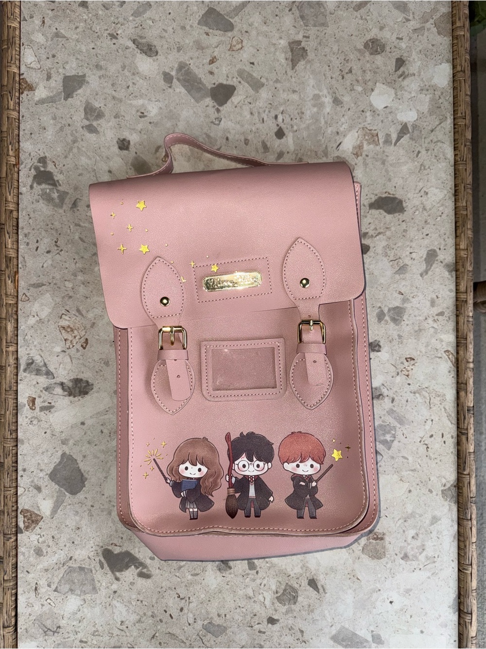 Bioworld Pink Cute Trio Backpack with Gold Accents